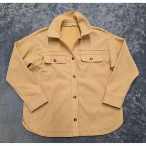 Madewell Womens Shirt Jacket Herringbone Orange Oversized‎ Shacket